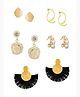 1 Unwind White Flower Designed Earri|1 Unwind Earrings(UWFJER-20PRLDRP-GL|1 Yellow Chimes Earrings(YCFJER-037G|1 Yellow Chimes Earrings(YCFJER-942F