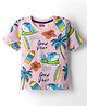 Babyhug Cotton Knit Half Sleeves T-Shirt with Beach Theme Print - Multicolor