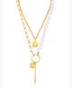 Yellow Chimes Multi Layered Pearl Necklace for Women | Fashion Gold Plated Chain Necklace | Multilayered Chain Necklace for Women | Necklace for Girls Birthday Anniversary Gift for Women Wife