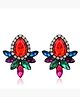 Yellow Chimes Sparkling Leafs Multicolor Stud Earring for Women & Girls