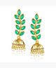 Yellow Chimes Stylish Wine Traditional Jhumka Green Golden Earrings for Women and Girls