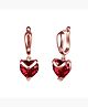 Kairangi Earrings for Women and Girls Red Stone Crystal Drop earrings| Rose Gold Plated earrings for women stylish|Heart Shape Drop Earrings | Birthday Gift for girls & women Anniversary Gift for Wife