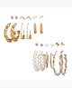Yellow Chimes Earrings for Women and Girls Fashion White Pearl Hoops Set | Gold Plated Combo of 12 Pairs Stud Hoop Earring Set | Birthday Gift for girls and women Anniversary Gift for Wife