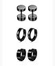 Elegant Latest Fashion Combo of three Pairs Stainless Steel Black Hoops and Stud Earrings for Men and Women, Medium (YCFJER-439STHP-C-BK) fgs..fg