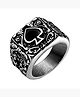 Stainless Steel Silver Black Spade Design Band Ring for Men and Boys fgs..fg