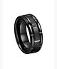 Yellow Chimes Fashion Classic design Stainless Steel Brick Pattern Black Band Finger Ring for Men and Boys fgs