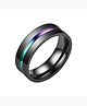 Yellow Chimes Fashion Stainless Steel Classic Grooved Center Design Black Band Finger Ring for Men and Boys fgs
