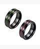 2 Pcs Combo Stainless Steel Men Rings Black Toned Classic Grooved Center Design Rings for Men and Boys fgs..fg