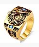 Yellow Chimes Rings for Men Elegant gorgeous Gold plated Blue Stone Stainless Steel Stylish Ring for Men and Boys