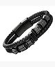Handcrafted Braided Black Genuine Leather Magnetic-Clasp Wrist Band Bracelet for Men and Boys, M (YCFJBR-303GNELTH-BK) fgs..fg