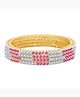 Yellow Chimes Elegant Pink AD,American Diamond Studded 18k Gold Plated Classic 4 PCs Handcrafted Bangles Set for Women & Girls (2.6) fgs