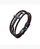 Handmade Genuiner Brown Leather and Stainless Steel Cross with Silver Magnetic-Clasp Wrist Band Bracelet for Men and Boys., Black, 2.8 (Model YCFJBR-295LTHCRS-BR) fgs..fg
