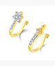 Yellow Chimes A5 Grade American Diamond Traditional Gold Plated Without Piercing Combo Nose Pins for Women & Girls