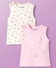 Babyoye 100% Cotton Knit With Eco Jiva Finish Sleeveless Tank T-Shirts with Floral & Butterfly Foil Print Pack of 2 - Multicolor