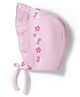 Babyoye 100% Cotton Knit With Eco Jiva Finish Cap with Floral Print & Schiffili Detailing Pink - Diameter 9 cm