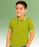 CHILINS Cotton Knit Half Sleeves Solid Polo Tee - Green