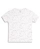 CHILINS Cotton Knit Half Sleeves Moon & Stars Printed Tee - White