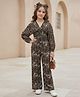 Cutiekins Woven Full Sleeves Leopard Pattern Printed Jumpsuit - Dark Brown & Black