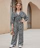 Cutiekins Woven Full Sleeves Leopard Pattern Printed Jumpsuit - Black & White