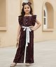 Cutiekins Woven Sleeveless Geometric Printed Jumpsuit - Burgundy & White