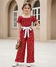 Cutiekins Woven Half Puffed Sleeves Floral Printed Jumpsuit - Red & White