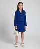 Taffykids Woven Full Sleeves Floral Applique Detailed Crop Blazer & Skirt Set - Royal Blue