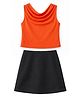Taffykids Knit Sleeveless Solid Top & Skirt Set - Orange & Black