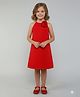 Taffykids Woven Sleeveless Floral Applique Detailed Dress - Red