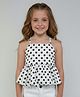 Taffykids Woven Sleeveless Polka Dots Printed Top - Black & White