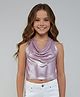 Taffykids Knit Sleeveless Shimmer Detailed Crop Top - Purple