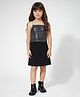 Taffykids Knit Sleeveless Metallic Detailed Top & Skirt Set - Silver & Black