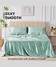 Mush 400TC Luxurious Satin Silk King Size Flat Sheet with 2 Pillow Covers - Silky Soft, Skin-Friendly, Breathable, Durable Premium Printed Bedding | 108 X 108 Inches (Aqua Blue, King Flat)