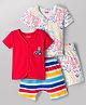 Babyhug Cotton Knit Half Sleeves Co-Ords T-Shirt & Shorts Night Suit Animal Print Pack of 2 - Multicolour