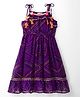EARTHY TOUCH Georgette Woven Sleeveless Bandhani Printed Ethnic Dress - Purple