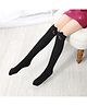 Flaunt Chic Cotton Knit Cat Face Designed Knee High Socks - Black