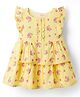 Babyhug Cotton Woven Frill Sleeves Frock with Floral Print - Cream