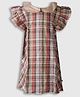 PURPLE UNITED KIDS Poplin Woven Frill Sleeves Checked  Dress - Light Pink