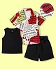 Ollington St. Girls Cotton Knit Half Sleeves Printed Shirt Top With Inner Tee & Shorts - Multicolour & Black