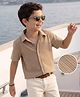 Kookie Kids Woven Half Sleeves Solid Textured Shirt - Cream