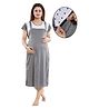 Fabme Woven Half Sleeves Polka Dots Printed Maternity Nighty With Concealed Zipper Nursing Access - Grey