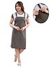 Fabme Woven Half Sleeves Polka Dots Printed Maternity Nighty With Concealed Zipper Nursing Access - Mehendi