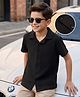 Kookie Kids Woven Half Sleeves Solid Shirt - Black