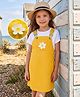 Hola Bonita 100% Cotton Woven Half Sleeves Solid Frock With Inner tee With Floral Applique - Yellow