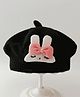 Petite and Posh Woollen Blend Knit Bunny Applique Detailed Beret Cap - Black - Circumference 36-42 Cms