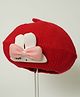 Petite and Posh Woollen Blend Knit Bunny Applique Detailed Beret Cap - Red - Circumference 36-42 Cms