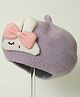 Petite and Posh Woollen Blend Knit Bunny Applique Detailed Beret Cap - Purple - Circumference 36-42 Cms