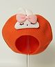 Petite and Posh Woollen Blend Knit Bunny Applique Detailed Beret Cap - Orange - Circumference 36-42 Cms
