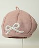 Petite and Posh Woollen Blend Knit Bow Applique Detailed Beret Cap - Pink - Circumference  34 - 42 Cm