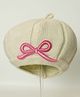 Petite and Posh Woollen Blend Knit Bow Applique Detailed Beret Cap - Cream - Circumference  34 - 42 Cm