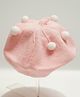 Petite and Posh Woollen Blend Knit Pom Pom Embellished  Beret Cap - Pink - Circumference 34 - 42 Cm